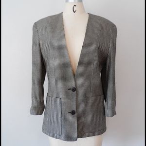 Vintage Houndstooth Broad Shoulder Blazer